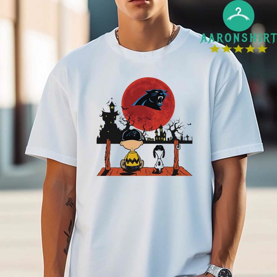 Charlie Brown And Snoopy Watching Carolina Panthers Halloween 2024 Shirt