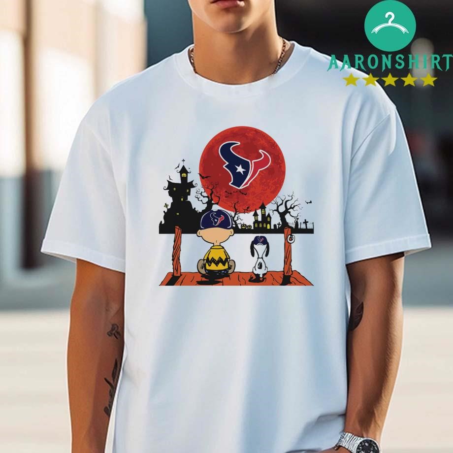 Charlie Brown And Snoopy Watching Houston Texans Halloween 2024 Shirt