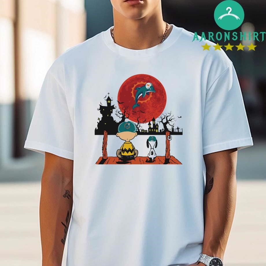 Charlie Brown And Snoopy Watching Miami Dolphins Halloween 2024 Shirt