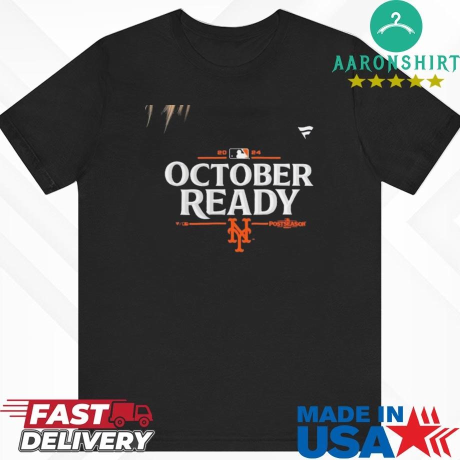 Official New York Mets October Ready 2024 MLB Postseason Locker Room Shirt