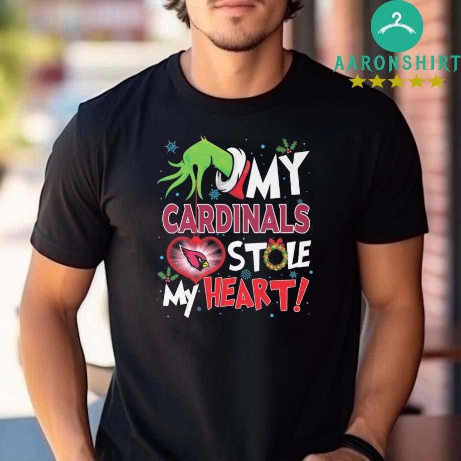 Design Grinch Hand My Arizona Cardinals Stole My Heart Football 2024 Shirt