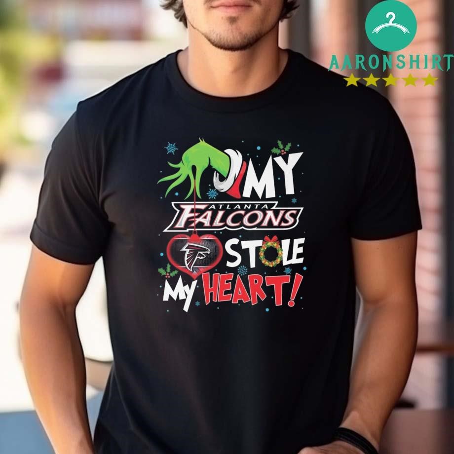 Design Grinch Hand My Atlanta Falcons Stole My Heart Football 2024 Shirt