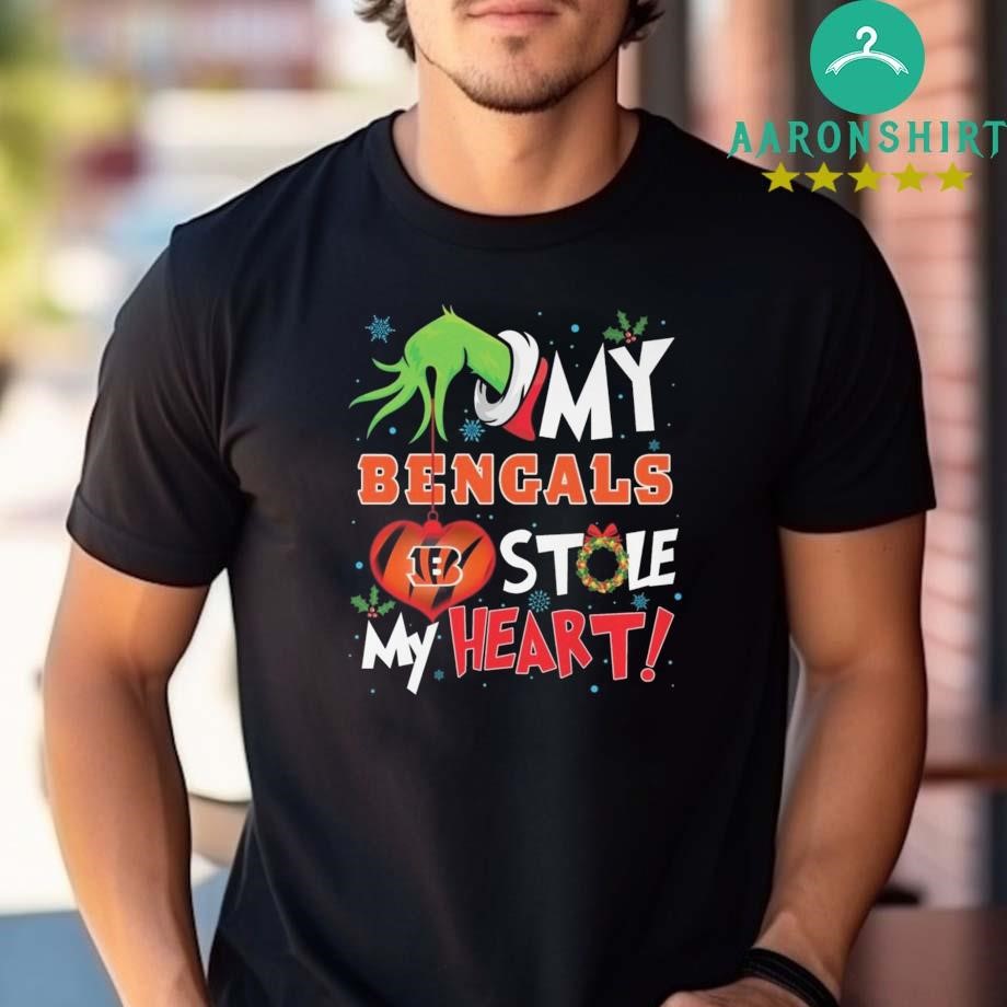 Design Grinch Hand My Cincinnati Bengals Stole My Heart Football 2024 Shirt