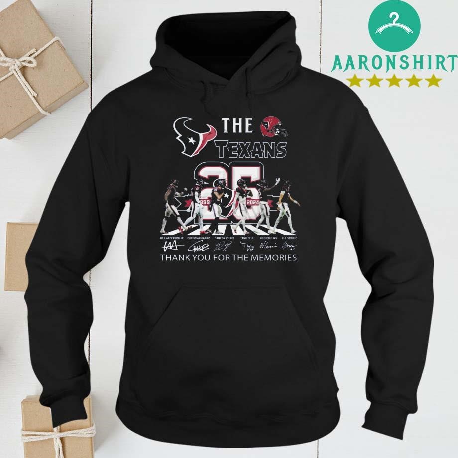 Design Houston Texans 25th Anniversary 1999-2024 Thank You For The Memories Signatures hoodie