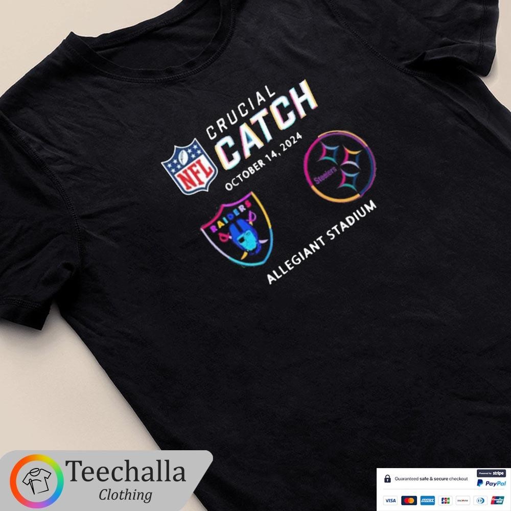 Design Las Vegas Raiders Pittsburgh Steelers Allegiant Stadium October 14, 2024 NFL Crucial Catch Shirt