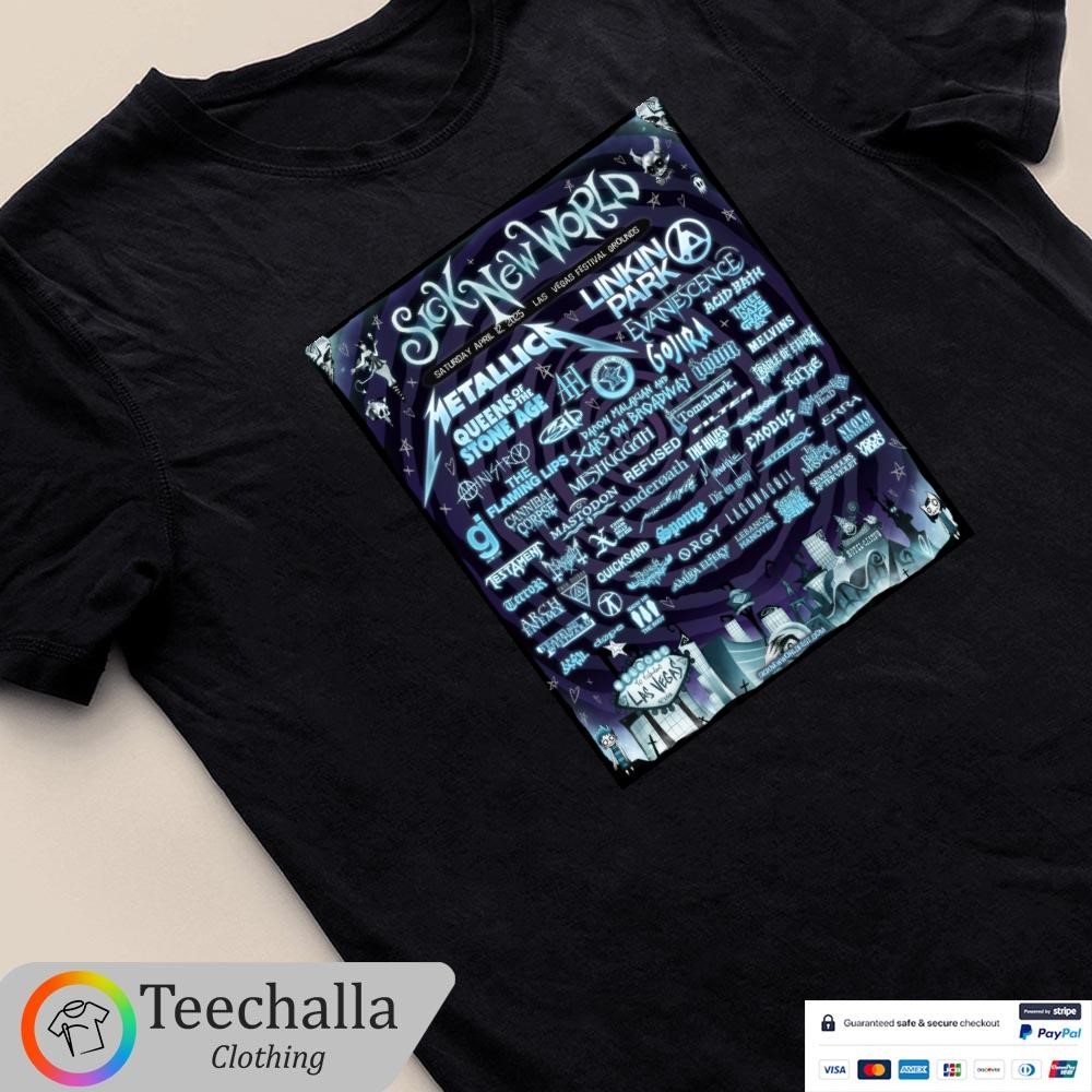 Design Metallica Sick New World Saturday April 12, 2024 Las Vegas Festival Grounds Shirt