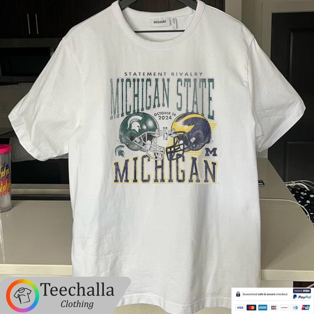 Design Michigan State Spartans Vs Michigan Wolverines 2024 Statement Rivalry T-Shirt