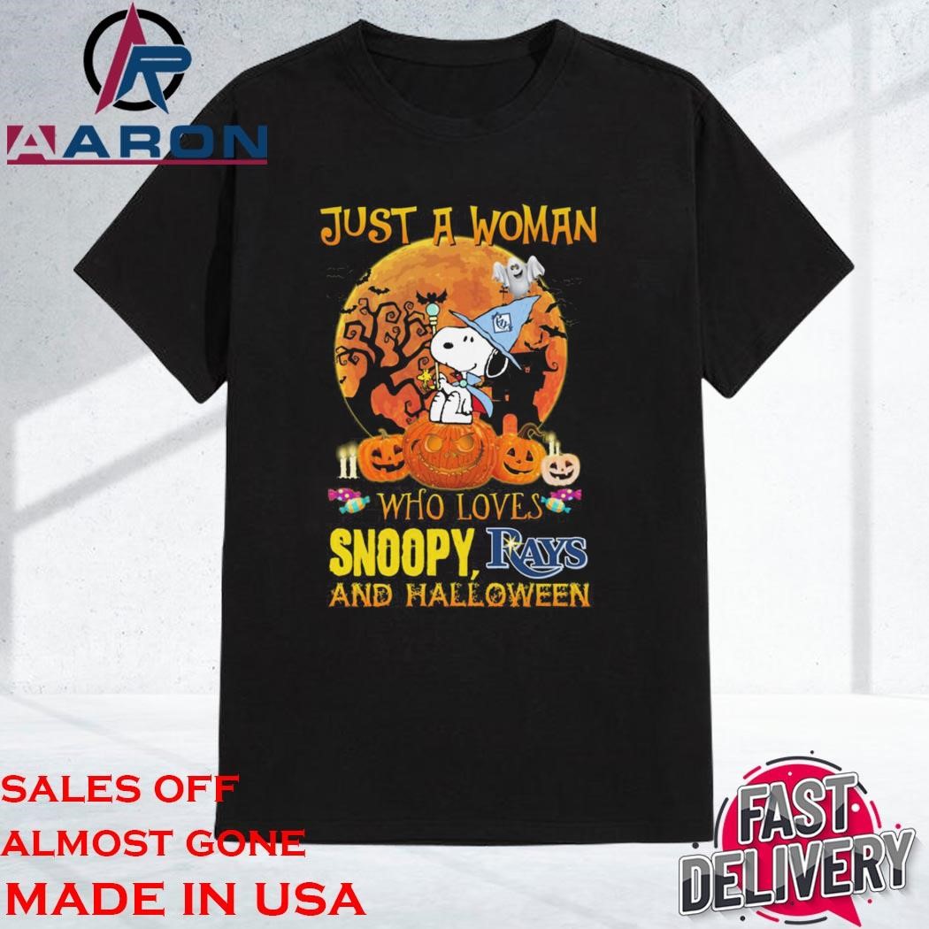 Just A Woman Who Loves Snoopy Rays And Halloween 2024 shirt