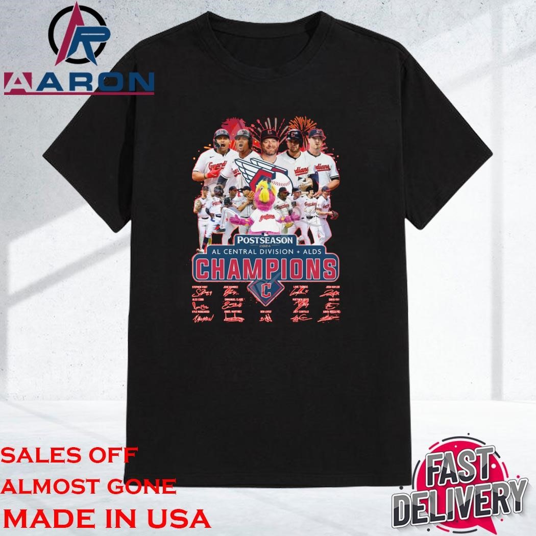 Official Cleveland Guardians Postseason 2024 AL Central Division + ALDS Champions Signatures Shirt