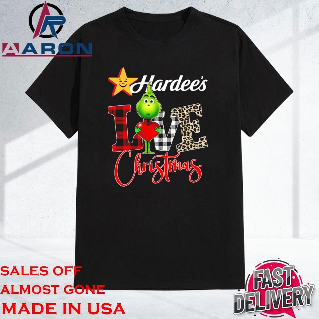 Official Grinch Hug Heart Hardee's Love Christmas Shirt