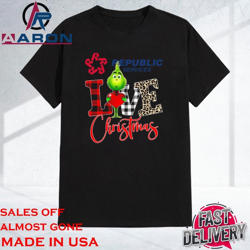 Official Grinch Hug Heart Republic Services Love Christmas Shirt