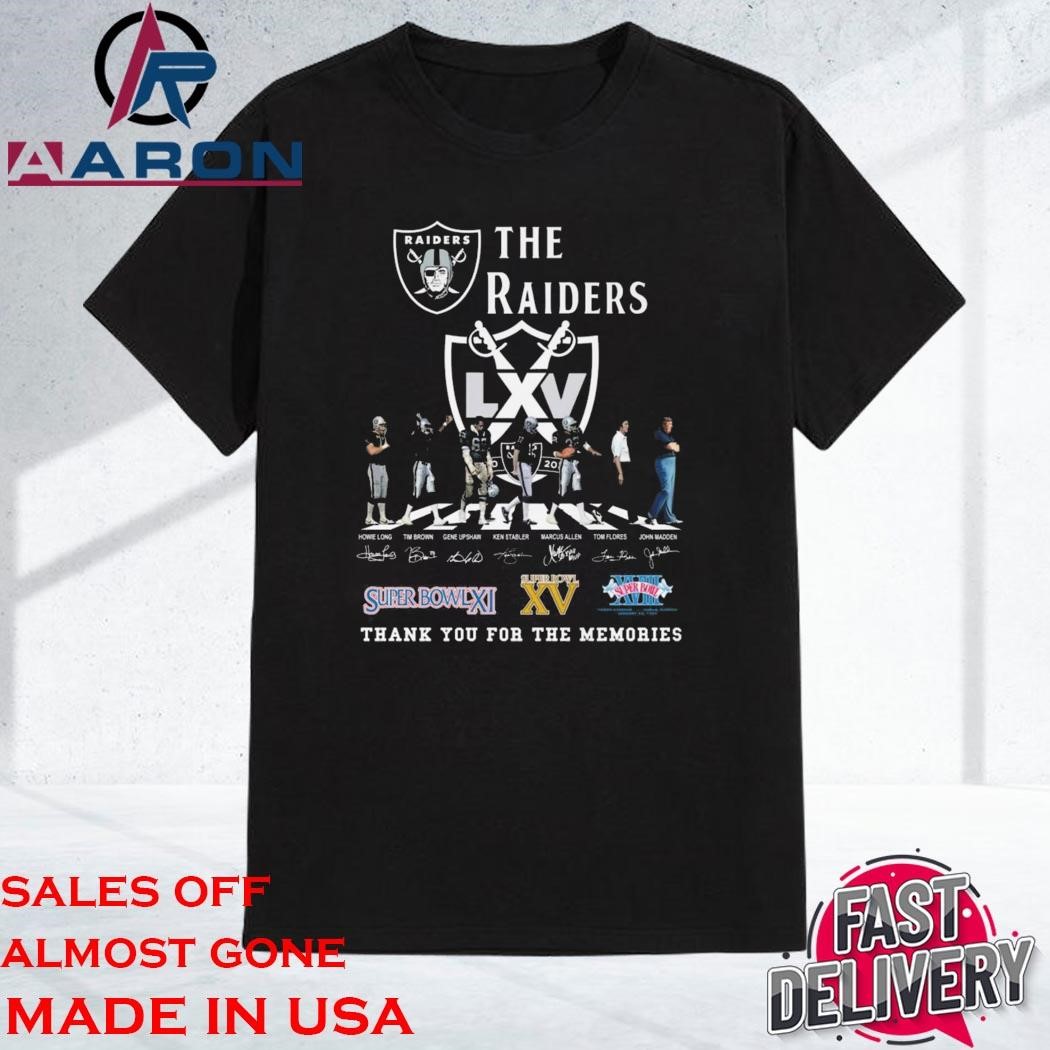 Official Las Vegas Raiders 1960-2024 Thank You For The Memories Signatures T-Shirt