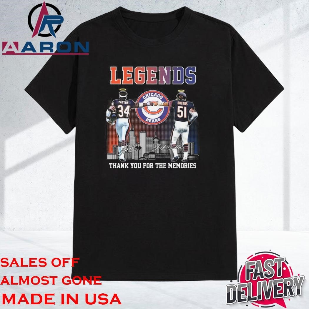 Official Legends Chicago Bears Payton Butkus Thank You For The Memories Signatures 2024 T-Shirt