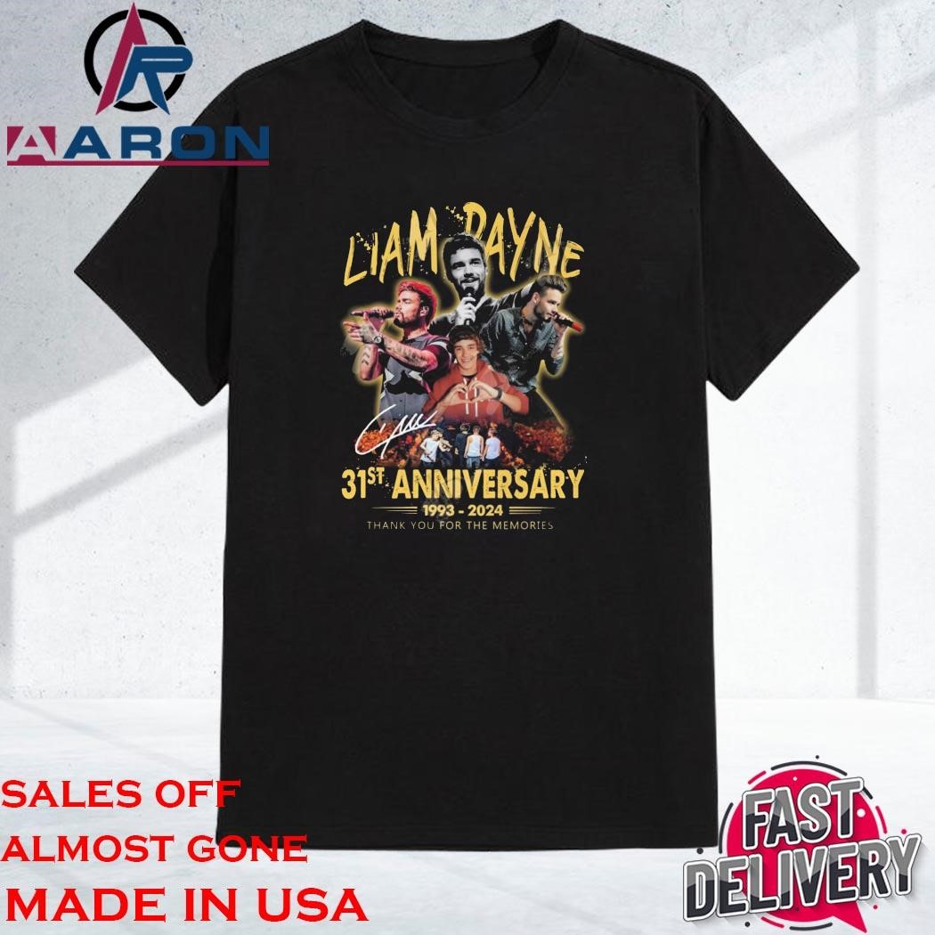 Official Liam Payne 31st Anniversary 1993-2024 Thank You For The Memories Signature Shirt