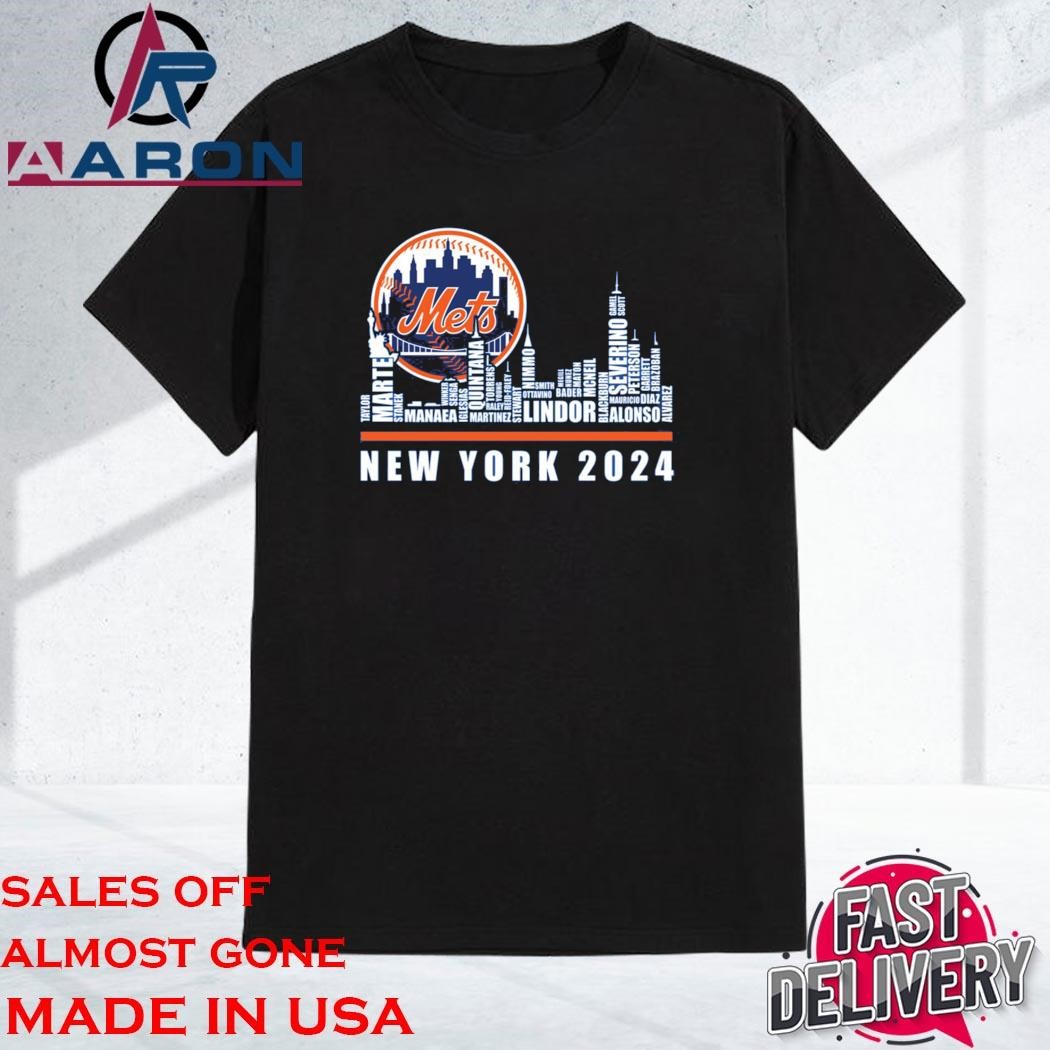 Official New York Mets 2024 Player Names Skyline Shirt