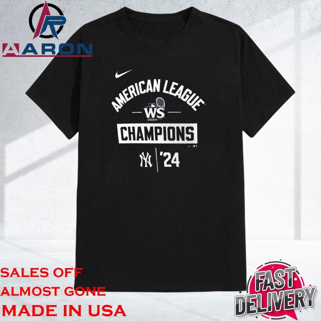 Official New York Yankees 2024 American League Champions Arched Lockup T-Shirt