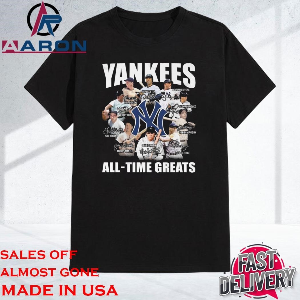 Official New York Yankees All – Time Greats Signatures Shirt