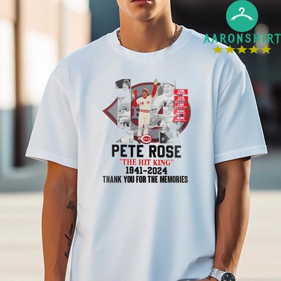 Official Official Cincinnati Reds Pete Rose The Hit King 1941-2024 Thank You For The Memories Signature Shirt