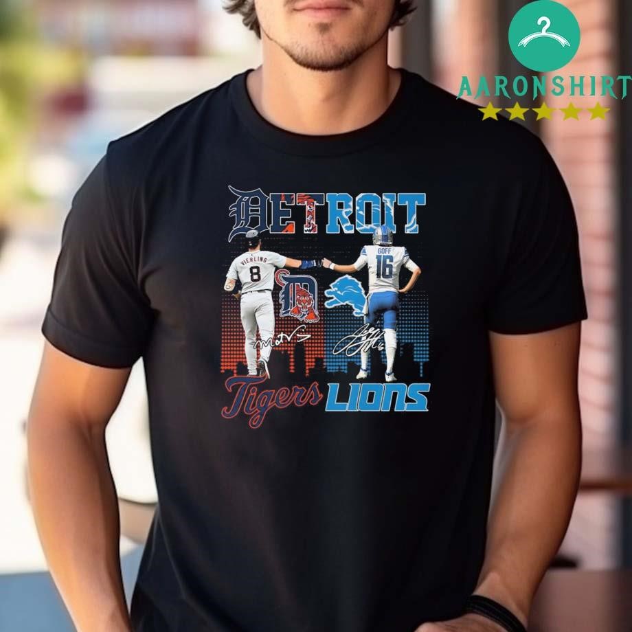 Official Official Detroit Lions x Detroit Tigers Skyline Signatures T-shirt