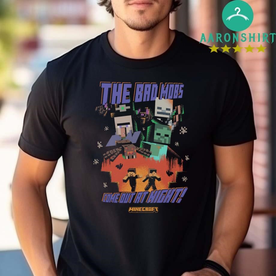 Official Official Halloween Minecraft The Bad Mobs Come Out At Night T-shirt