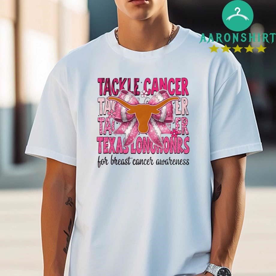 Official Official Texas Longhorns Tackle Cancer For Breast Cancer Awareness T-shirt