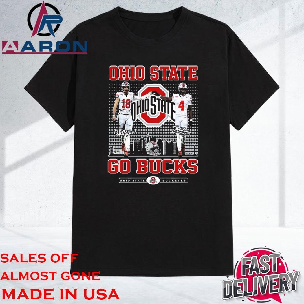 Official Ohio State Buckeyes Jeremiah Smith Jaylen McClain Go Bucks Signatures Shirt