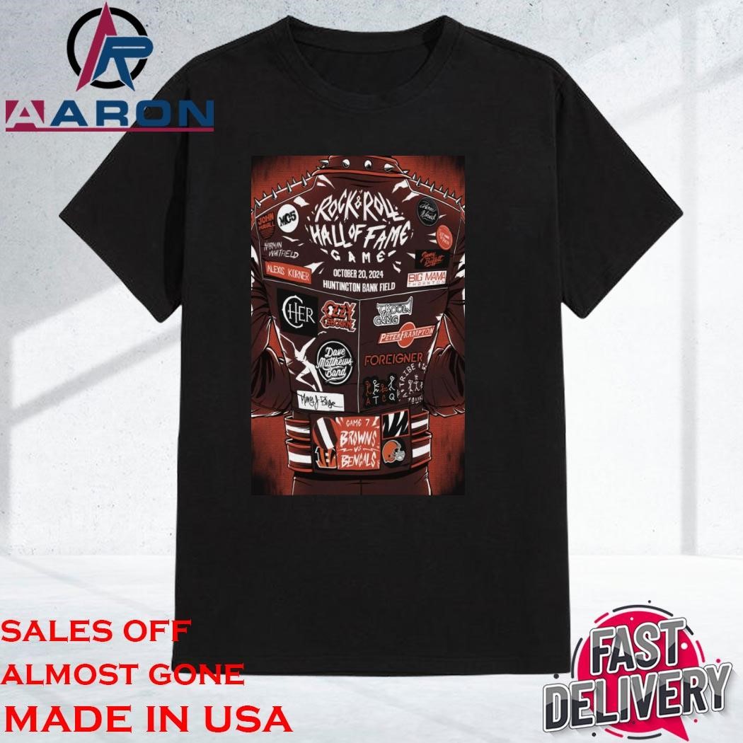 Official Rock & Roll Hall Of Fame Game Oct 20, 2024 Browns vs. Bengals Game 7 T-Shirt