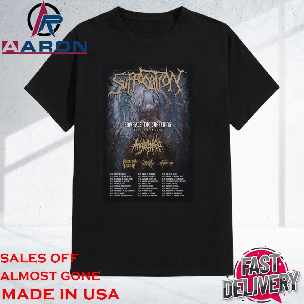 Official Suffocation Embrace The Suffering EU UK Tour 2025 Shirt