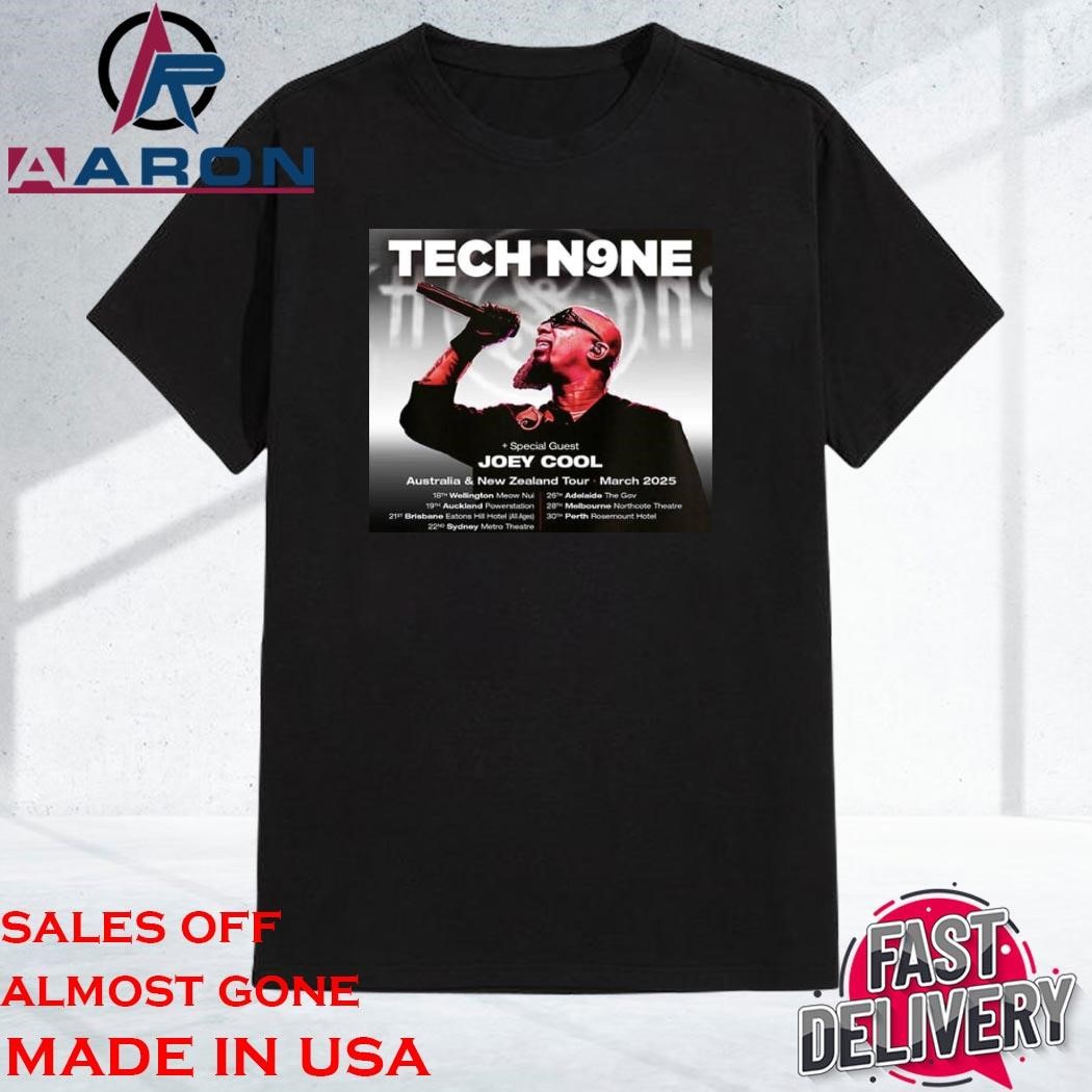 Official Tech N9NE Special Guest Joey Cool Australia And New Zealand Tour March 2025 Schedule Shirt