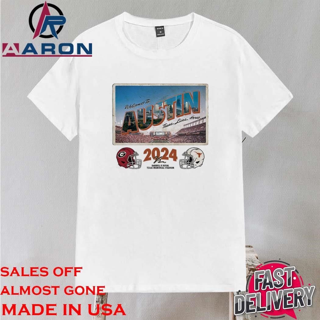 Official Texas Longhorns Vs Georgia 2024 Gameday Welcome To Austin Postcard T-Shirt