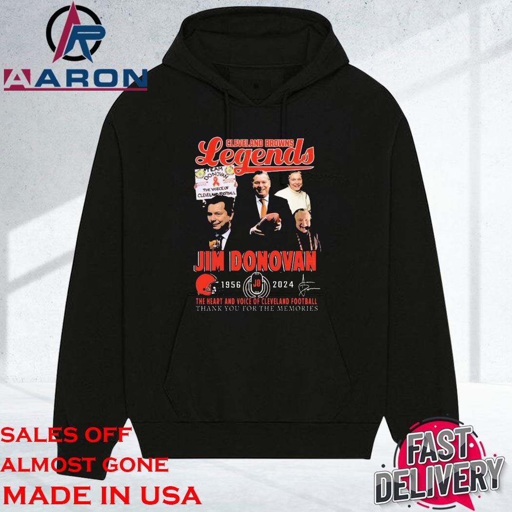 Original Cleveland Browns Legends Jim Donovan 1956-2024 Thank You For The Memories Signature hoodie