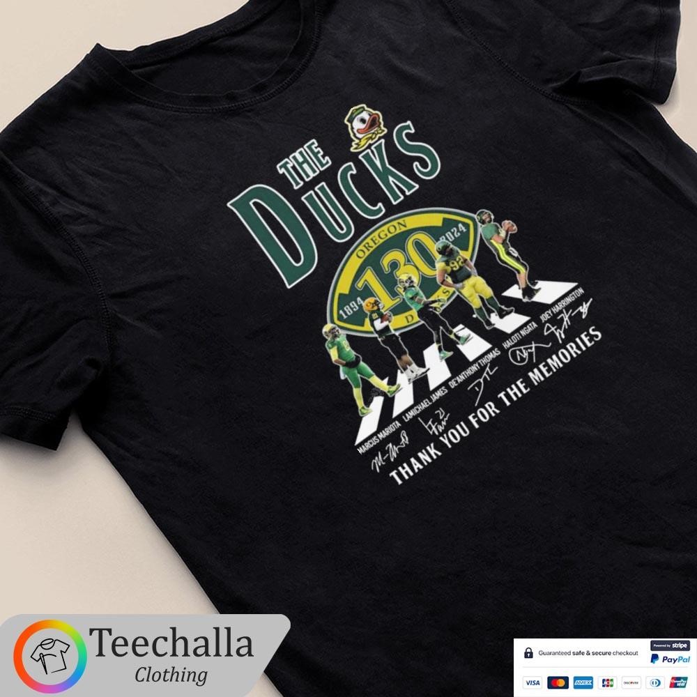 Original Oregon Ducks The Ducks Thank You For The Memories Of 130 Years 2024 Signatures Shirt