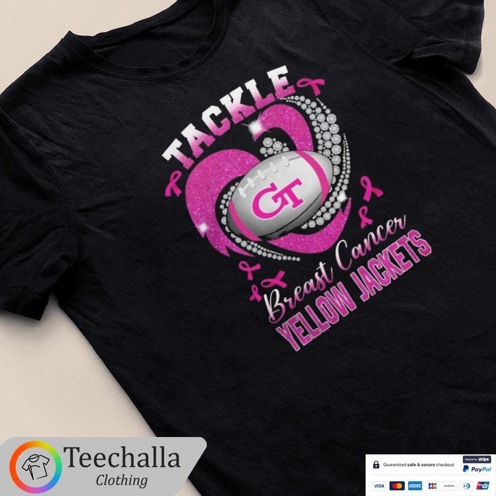 Original Tackle Breast Cancer Georgia Tech Yellow Jackets Heart 2024 Shirt