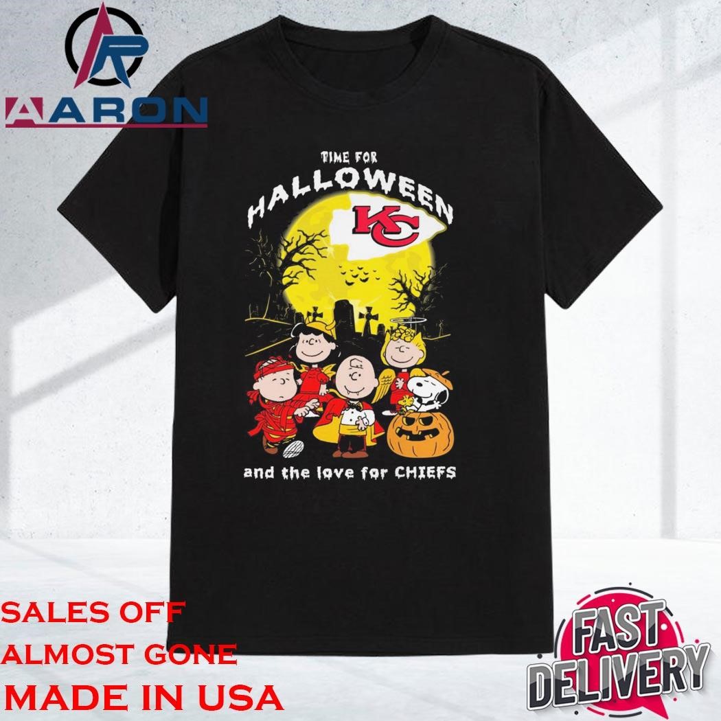 Peanuts Snoopy And Friends Time For Halloween And The Love For Kansas City Chiefs 2024 Shirt