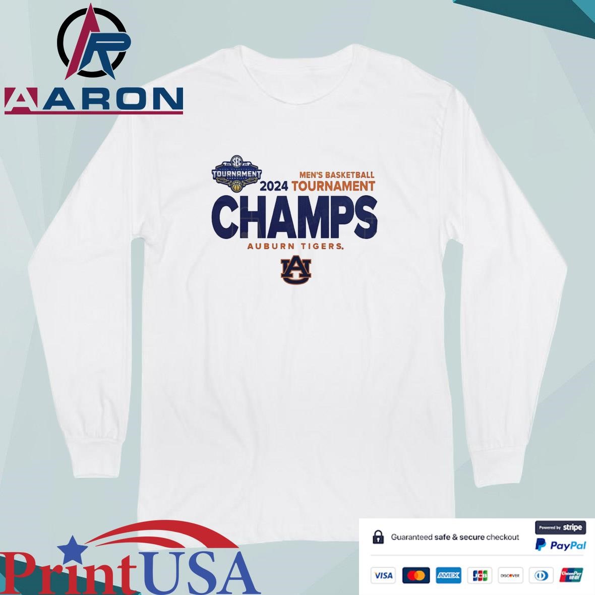 2024 Men's Basketball Tournament Champs Auburn Tigers T-Shirts Long Sleeve