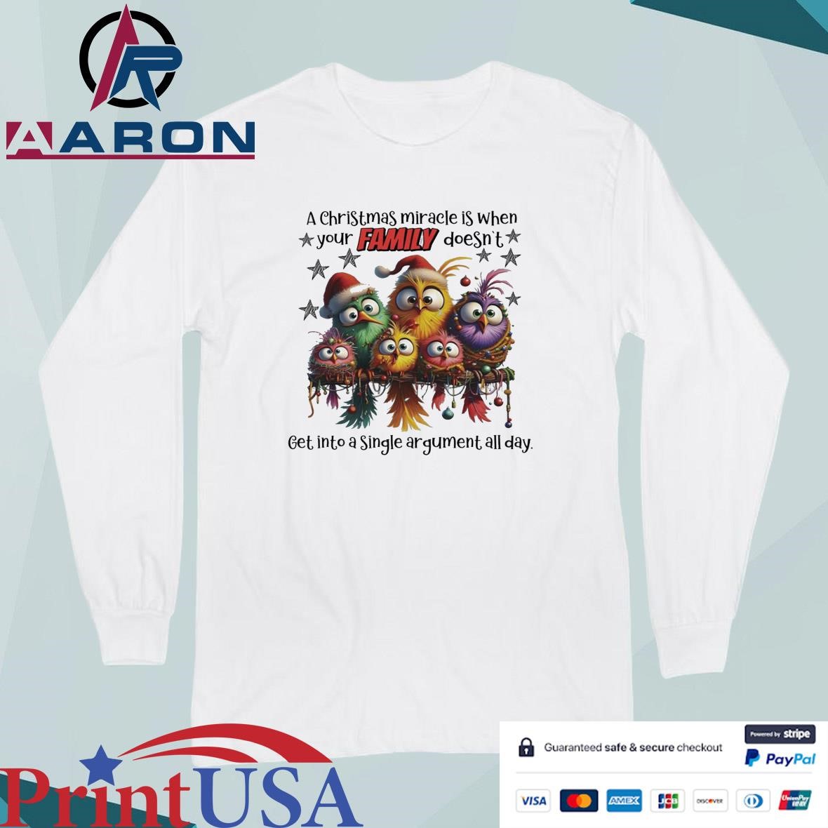 A Christmas Miracle Is When Your Family Doesn’t Colorful Birds T-Shirts Long Sleeve
