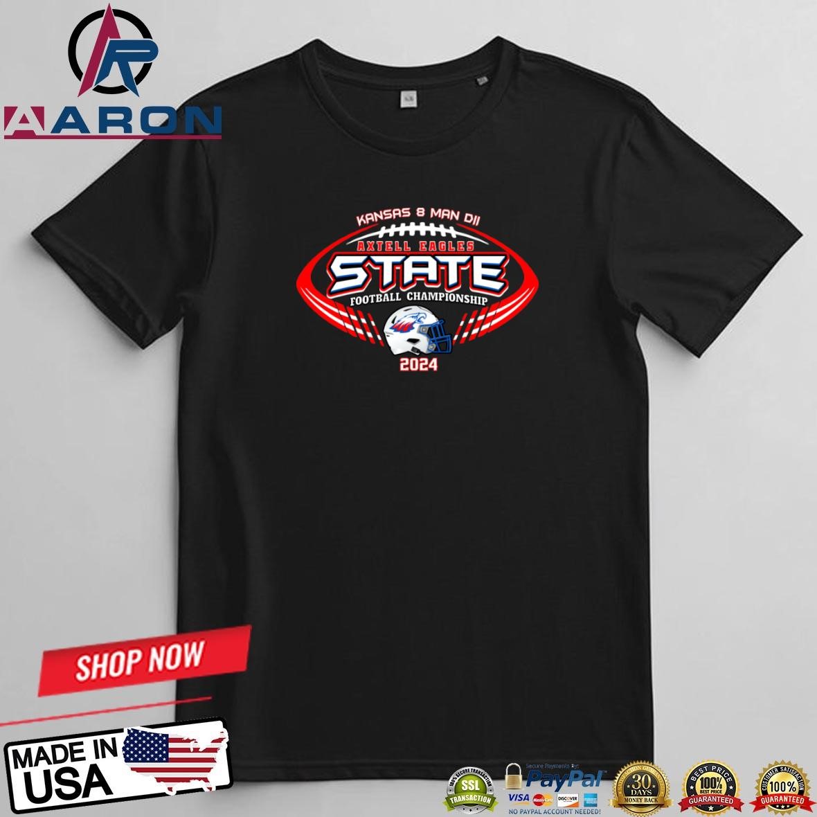 Axtell Eagles 2024 Kansas 8 Man Division II State Football Championship T-Shirts