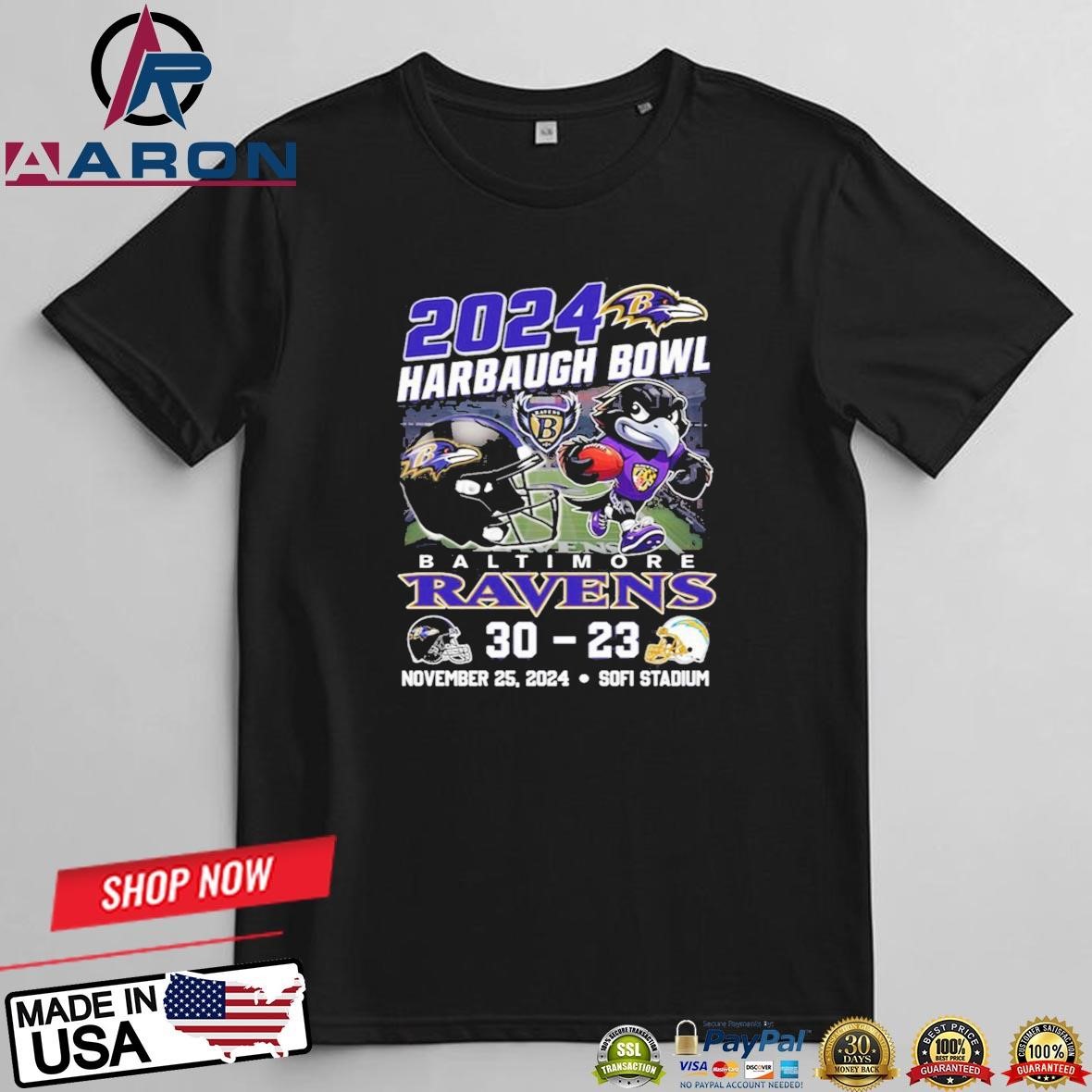 Baltimore Ravens 2024 Harbaugh Bowl Champions 30-23 T-Shirts