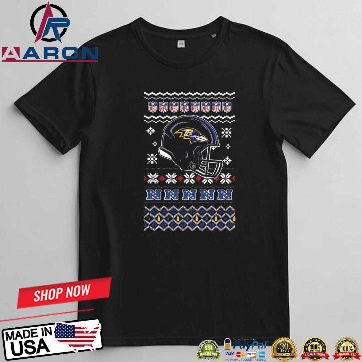 Baltimore Ravens Football Logo Team Helmet Merry Christmas 2024 T-Shirts