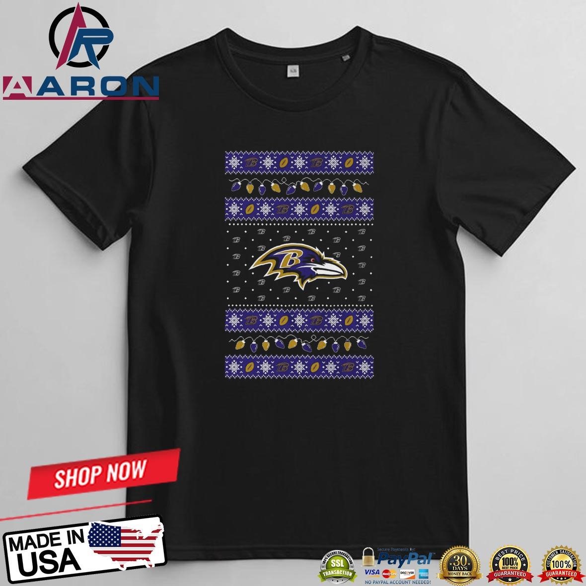 Baltimore Ravens Holiday Lights Ugly 2024 T-Shirts