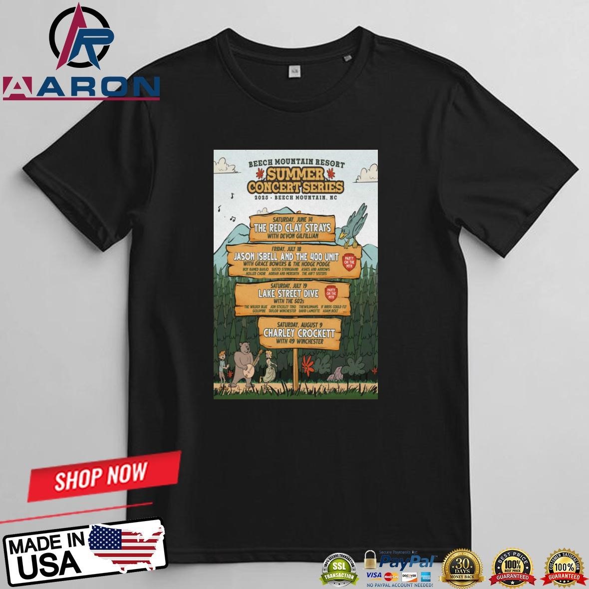 Beech Mountain Resort Summer Concert Series 2025 Poster Beech Mountain, NC T-Shirts