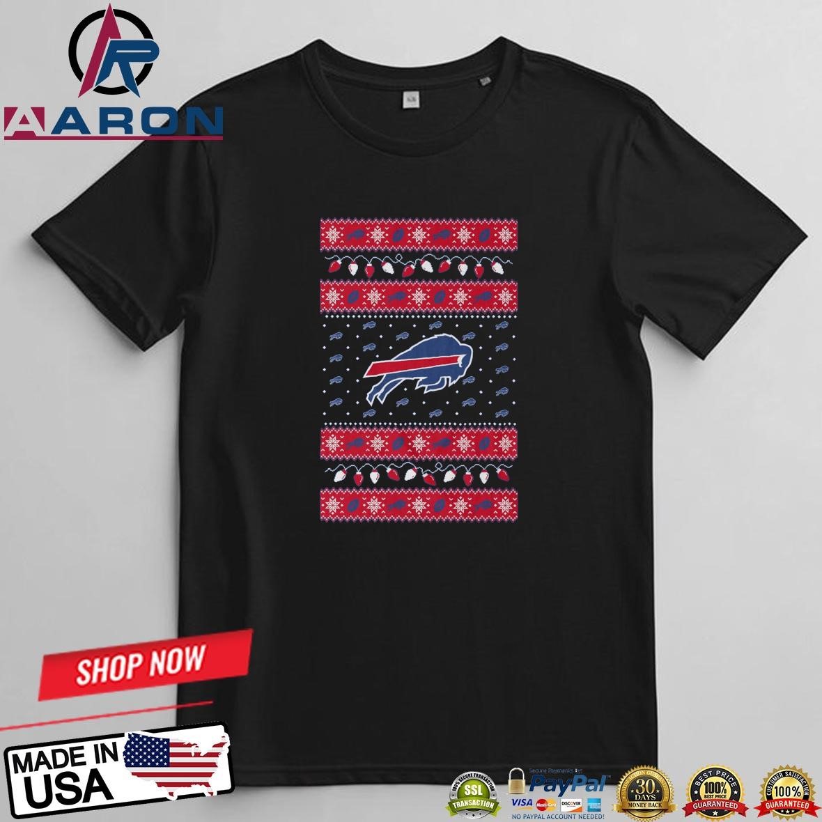 Buffalo Bills Holiday Lights Ugly 2024 T-Shirts