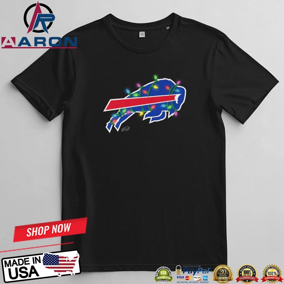 Buffalo Bills Primary Logo Holiday Lights T-Shirts