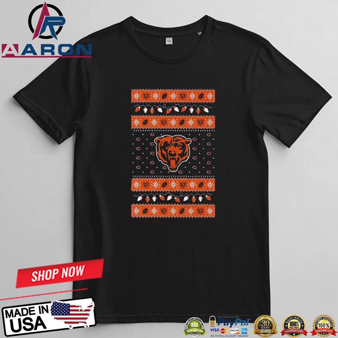 Chicago Bears Holiday Lights Ugly 2024 T-Shirts