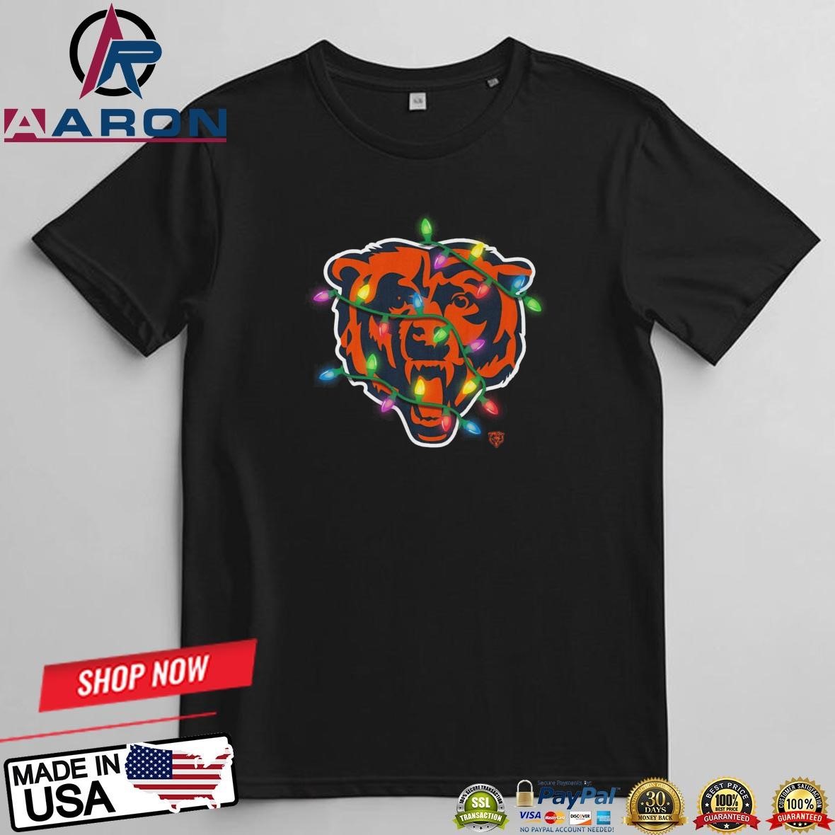 Chicago Bears Primary Logo Holiday Lights T-Shirts