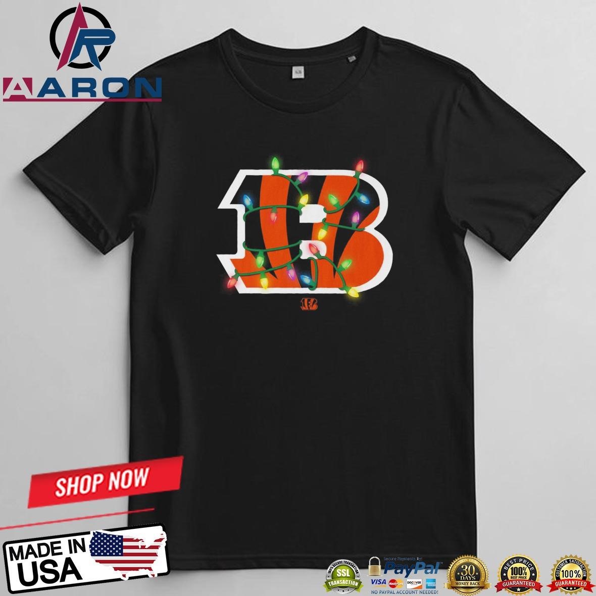 Cincinnati Bengals Primary Logo Holiday Lights T-Shirts