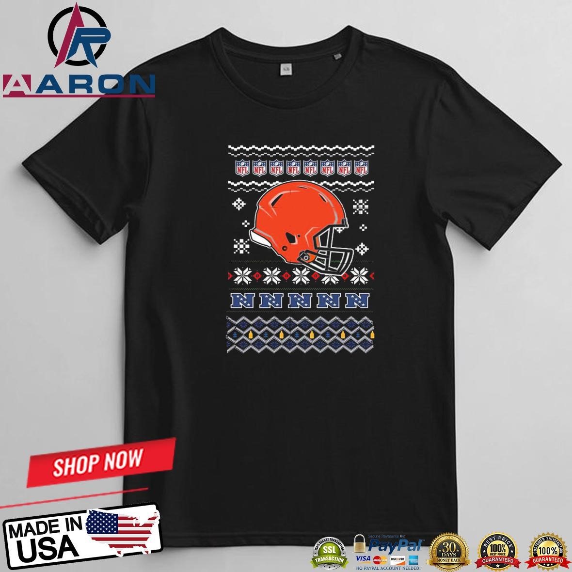 Cleveland Browns Football Logo Team Helmet Merry Christmas 2024 T-Shirts