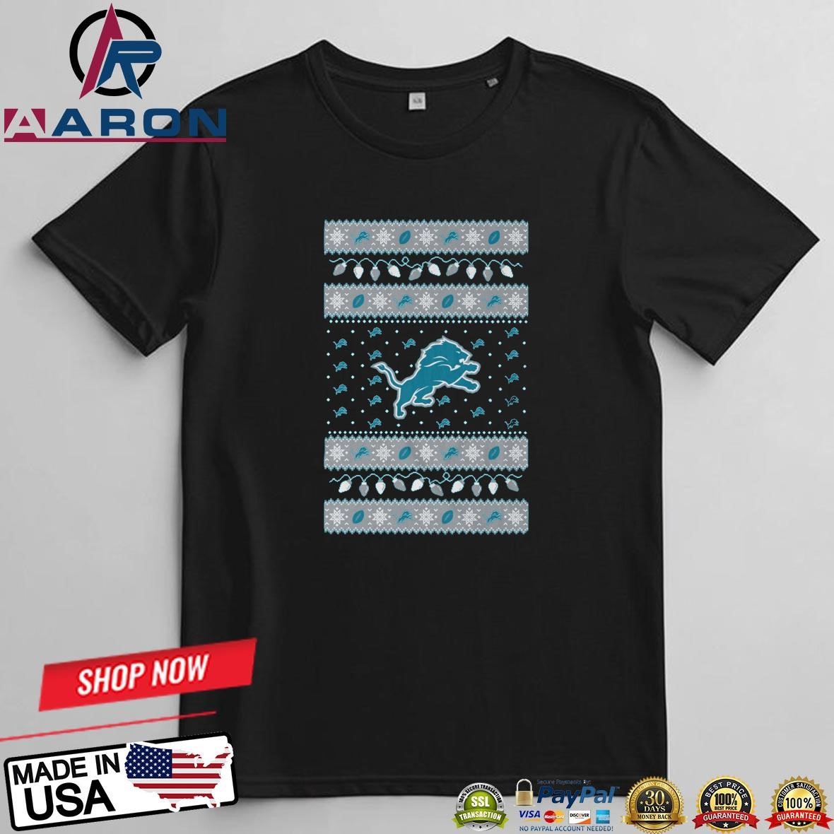 Detroit Lions Holiday Lights Ugly 2024 T-Shirts