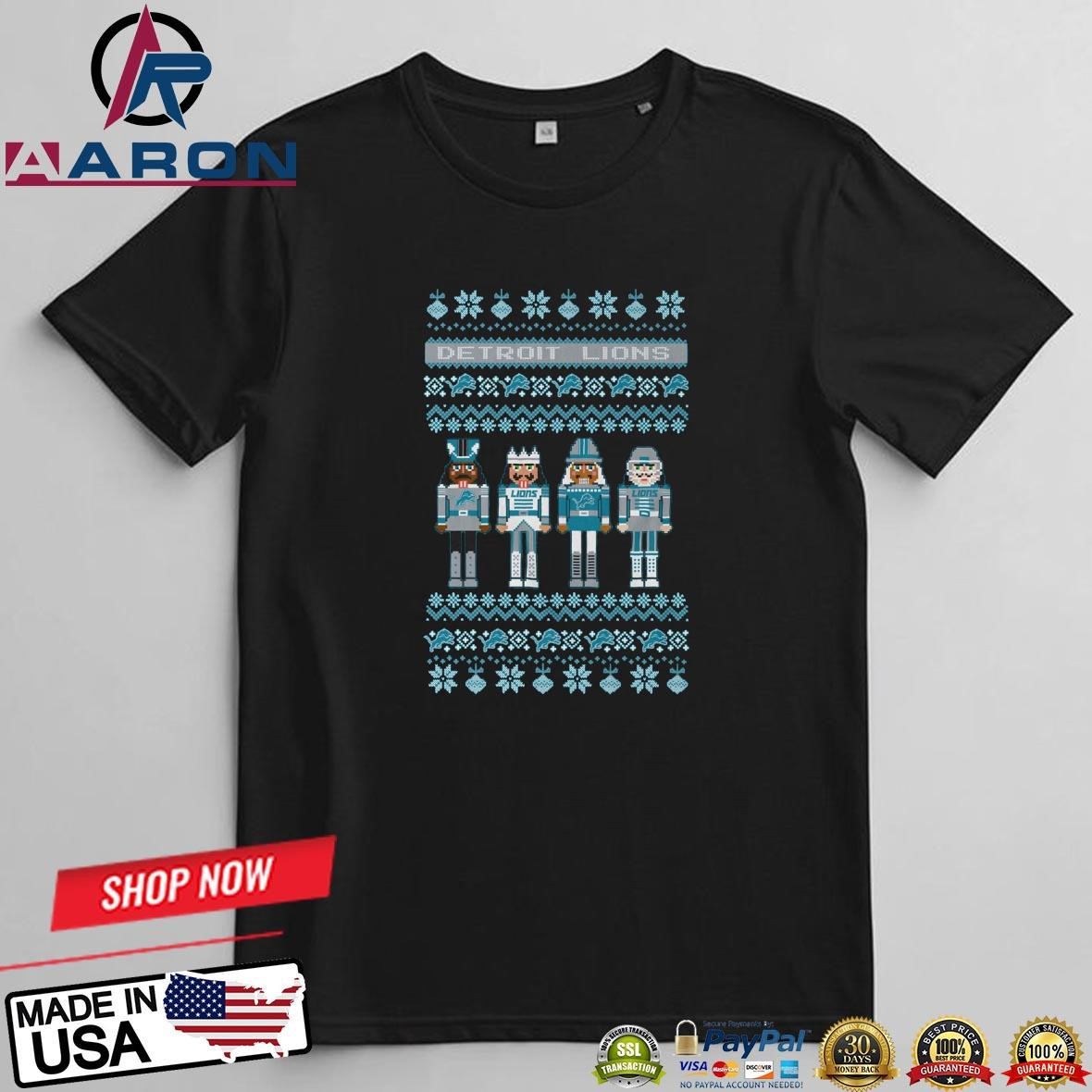 Detroit Lions NFL Holiday Nutcracker Ugly 2024 T-Shirts