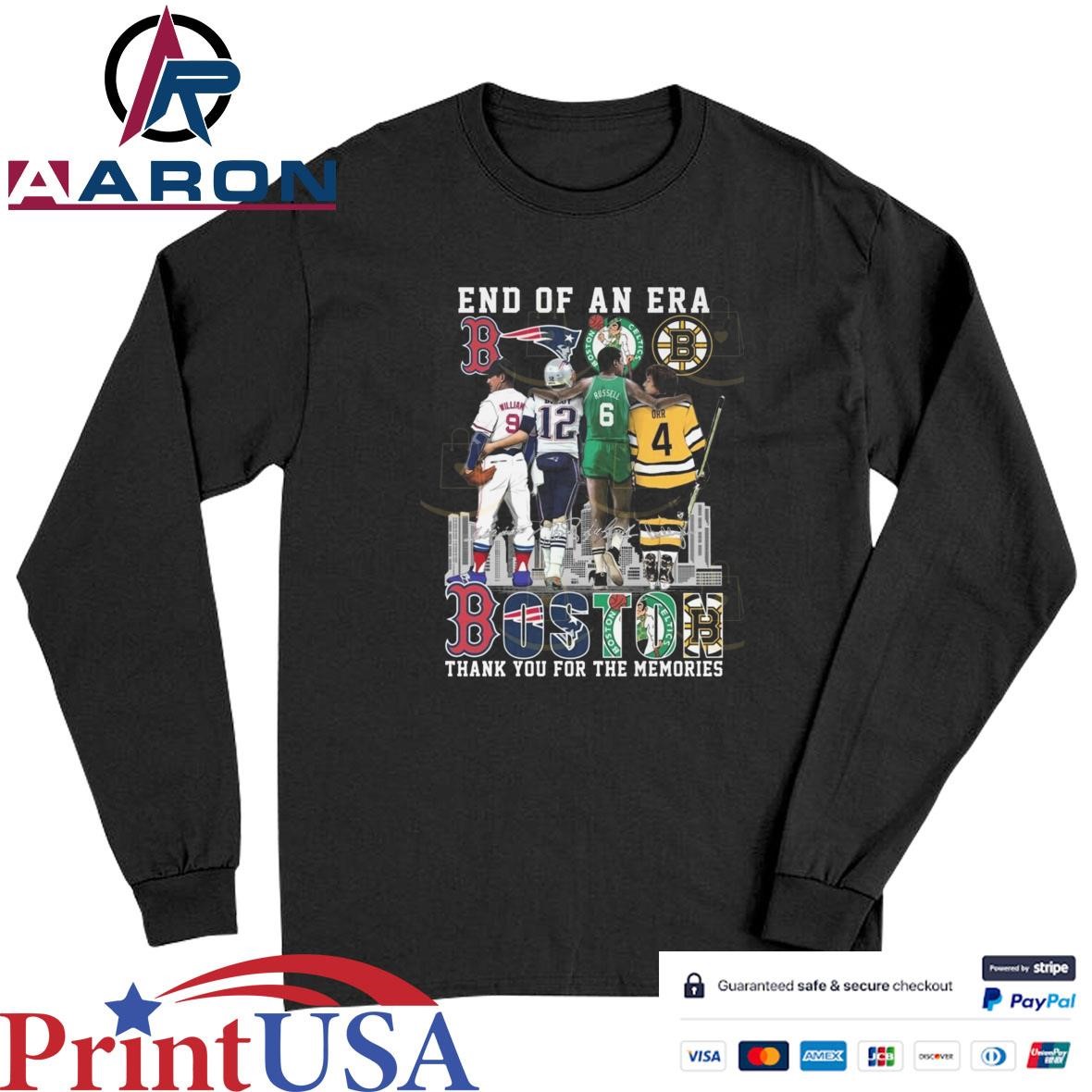 End Of An Era Boston City Sports Signatures Thank You For The Memories 2024 T-Shirts Long Sleeve